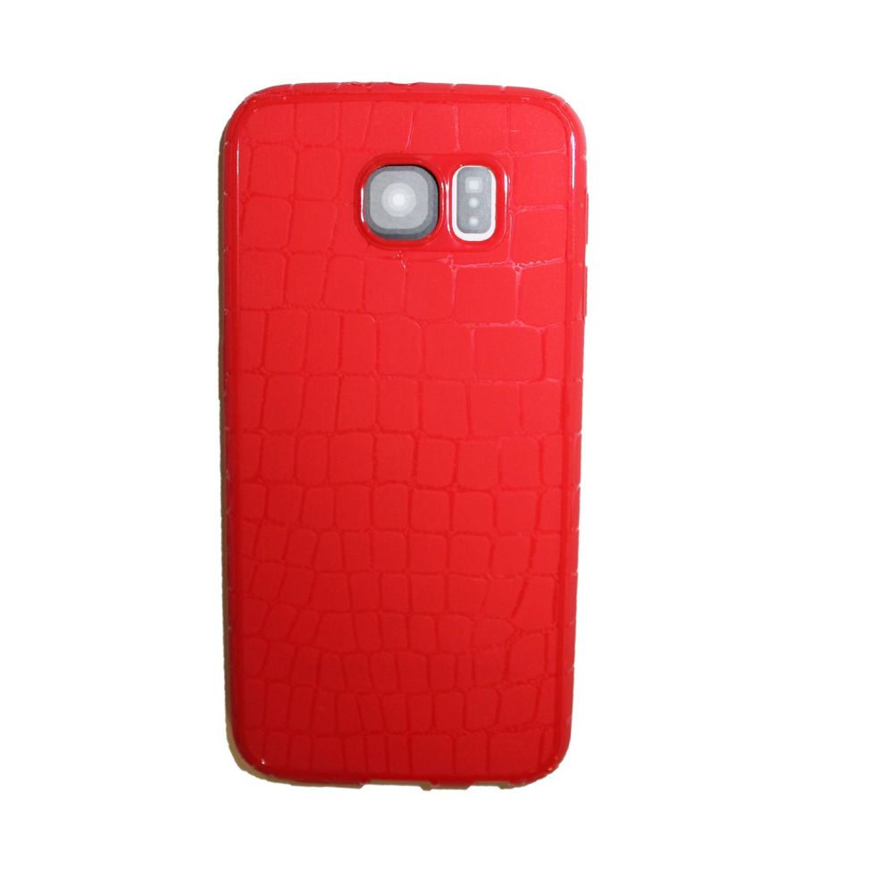 OEM Protector for Samsung S6 Edge, With imitation of snakeskin (Croco), Silicone, Red - 51354 